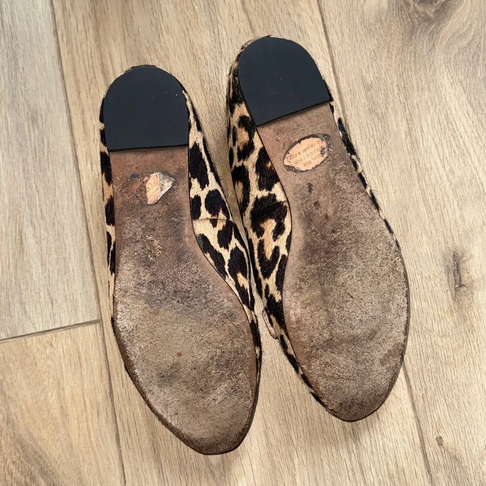 KATE SPADE NEW YORK Sutton Loafers Leopard Print Calf Hair Ballet Flat Shoes - Picture 3 of 6
